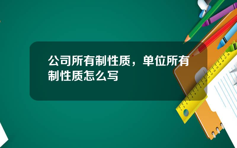 公司所有制性质，单位所有制性质怎么写