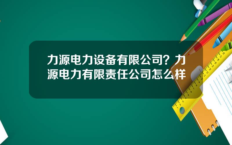 力源电力设备有限公司？力源电力有限责任公司怎么样