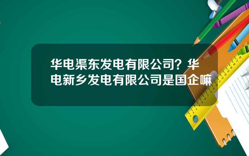 华电渠东发电有限公司？华电新乡发电有限公司是国企嘛