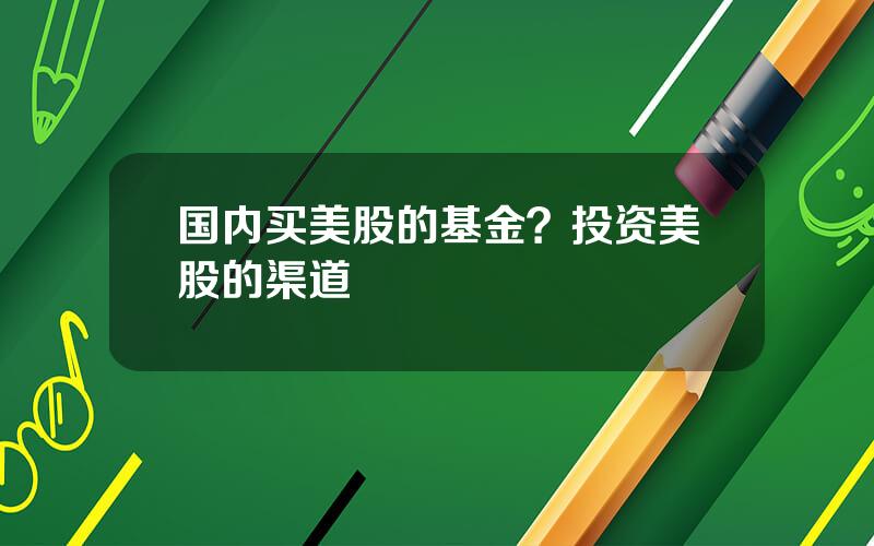 国内买美股的基金？投资美股的渠道