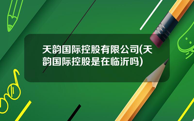 天韵国际控股有限公司(天韵国际控股是在临沂吗)