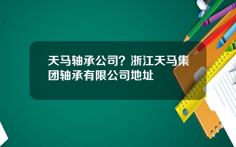 天马轴承公司？浙江天马集团轴承有限公司地址