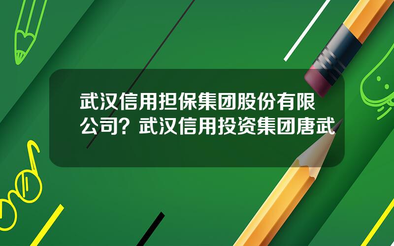 武汉信用担保集团股份有限公司？武汉信用投资集团唐武