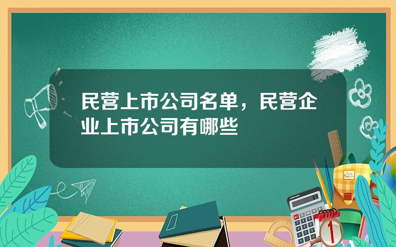 民营上市公司名单，民营企业上市公司有哪些