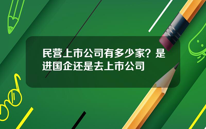 民营上市公司有多少家？是进国企还是去上市公司