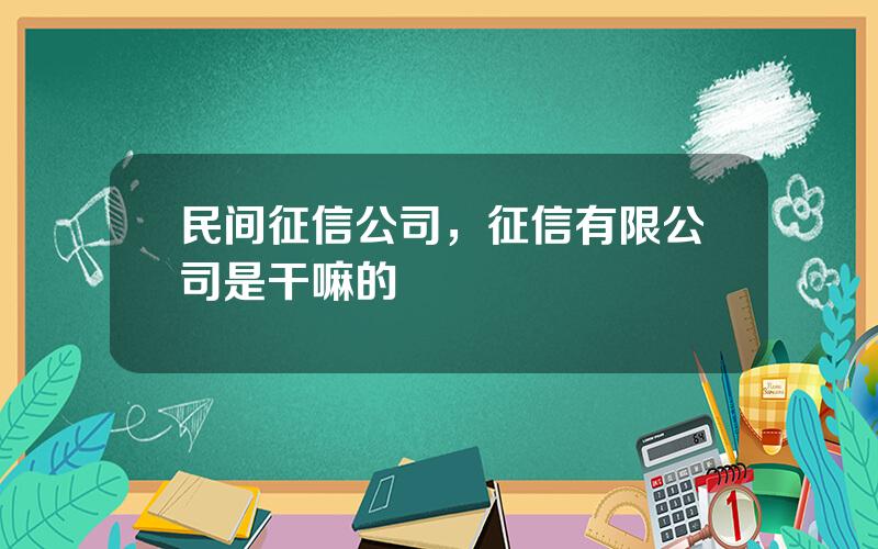 民间征信公司，征信有限公司是干嘛的